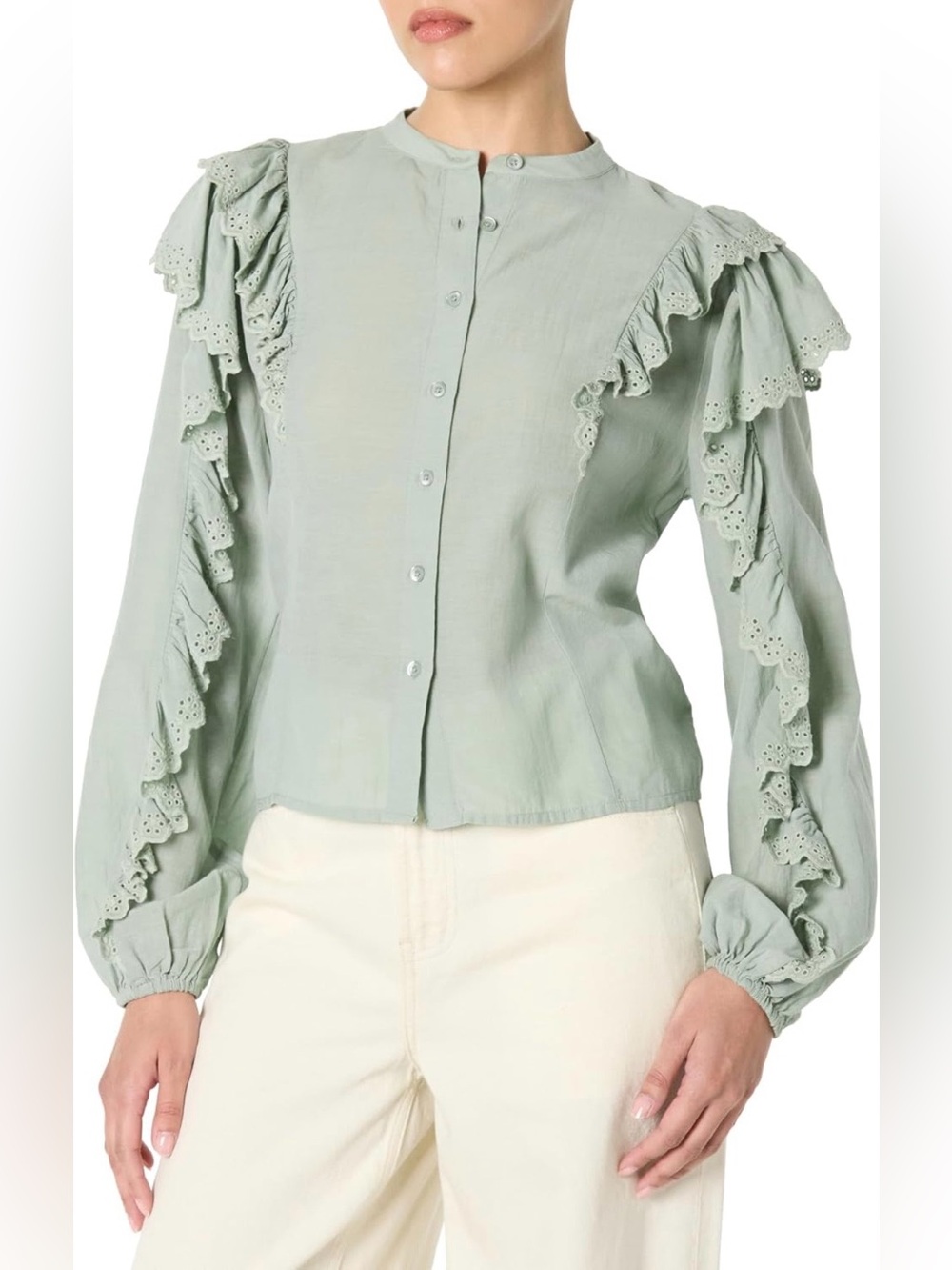 NEW The Drop Womens Arianna Dramatic Ruffle Sleeve Cotton
Blouse